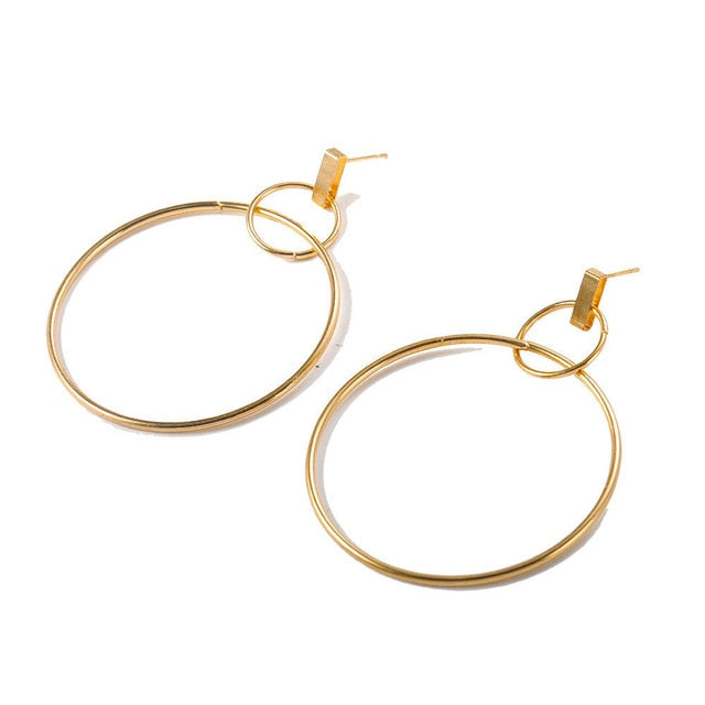 Punk Simple Gold Silver Color Long Section Tassel Pendant  Earrings