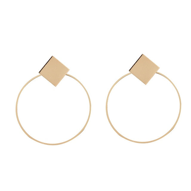 Punk Simple Gold Silver Color Long Section Tassel Pendant  Earrings