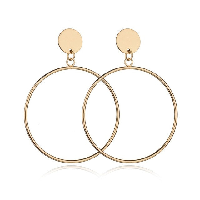 Punk Simple Gold Silver Color Long Section Tassel Pendant  Earrings