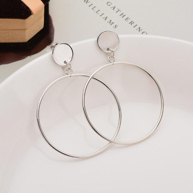 Punk Simple Gold Silver Color Long Section Tassel Pendant  Earrings