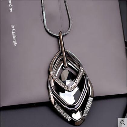 Gold Silver Color Rhinestone Long Necklace