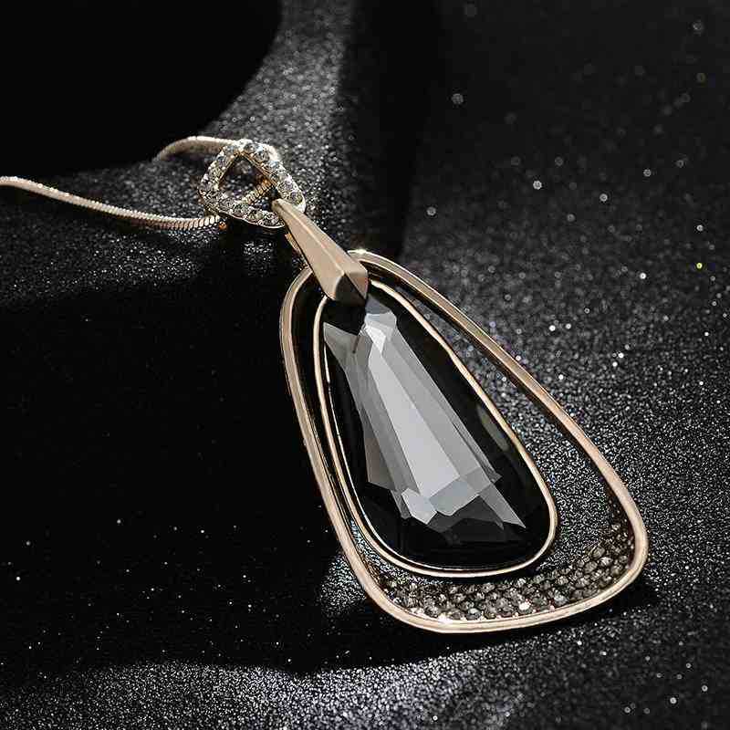 Gold Silver Color Rhinestone Long Necklace