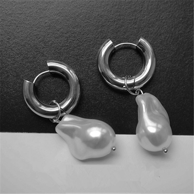 Circle Earrings New Vintage High Imitation Baroque Pearl Earrings
