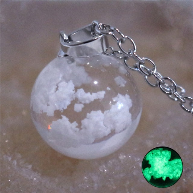 Chic Transparent Resin Rould Ball Moon Pendant Necklace