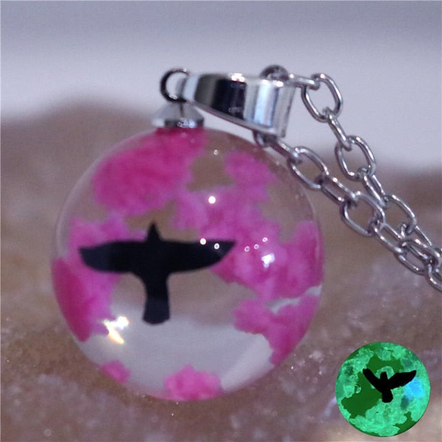 Chic Transparent Resin Rould Ball Moon Pendant Necklace