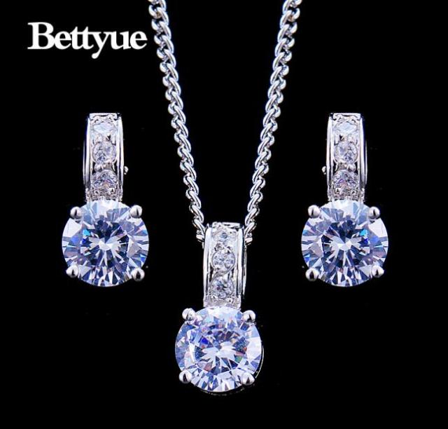 Cubic Zircon White Gold Color Wholesale Jewelry Sets