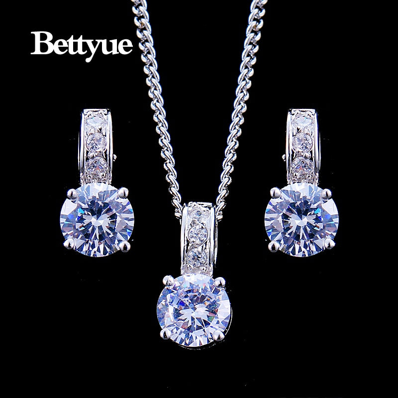 Cubic Zircon White Gold Color Wholesale Jewelry Sets