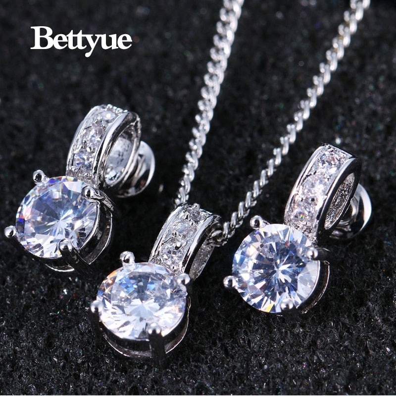 Cubic Zircon White Gold Color Wholesale Jewelry Sets