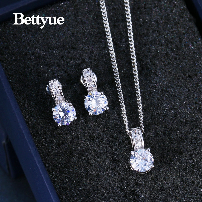 Cubic Zircon White Gold Color Wholesale Jewelry Sets
