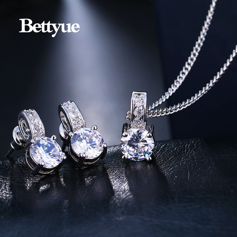 Cubic Zircon White Gold Color Wholesale Jewelry Sets