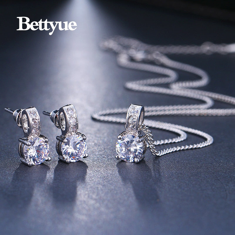 Cubic Zircon White Gold Color Wholesale Jewelry Sets