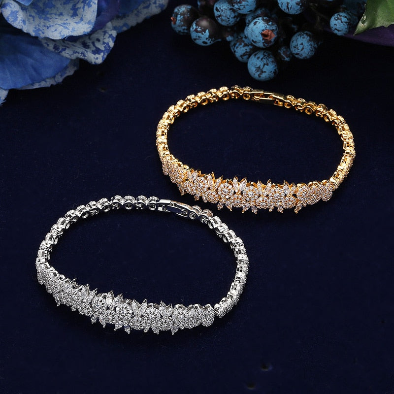 4PCS Necklace Earrings Ring And Bracelet Set For Women