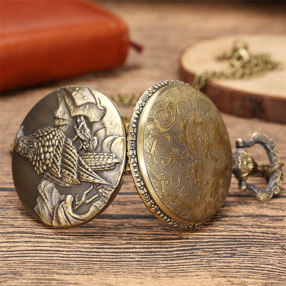 Vintage Old Eagle Display Quartz Pocket Watch