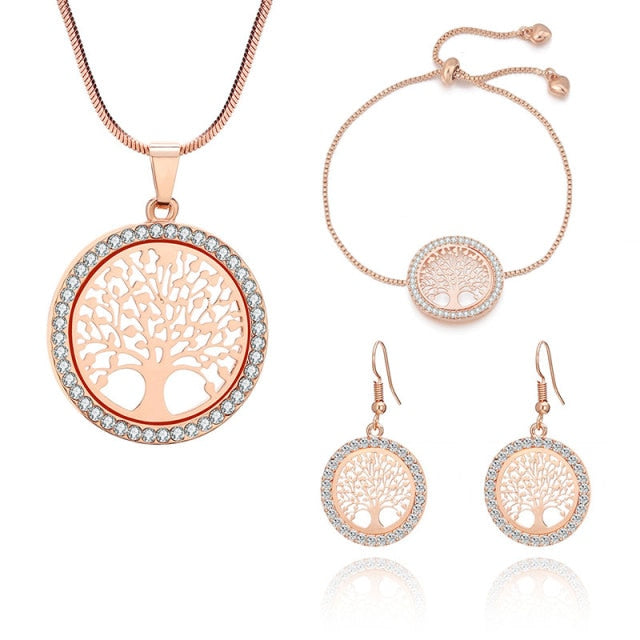 Tree Of Life Stones Crystal Jewelry Sets
