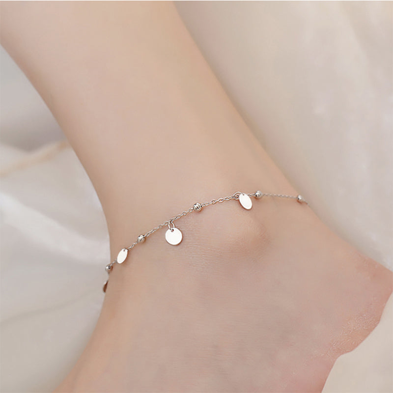 Silver Color Charming Disc Chain Anklet Bracelet For Women