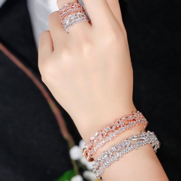 Pulsera de circonitas cúbicas con forma de baguette grande