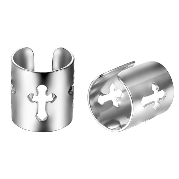 Pendientes de clip anchos con forma de cruz para mujer, sin perforación