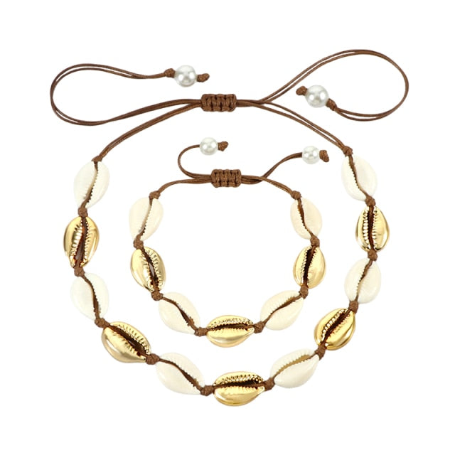 Original Design Shells Necklace Bracelet One Set
