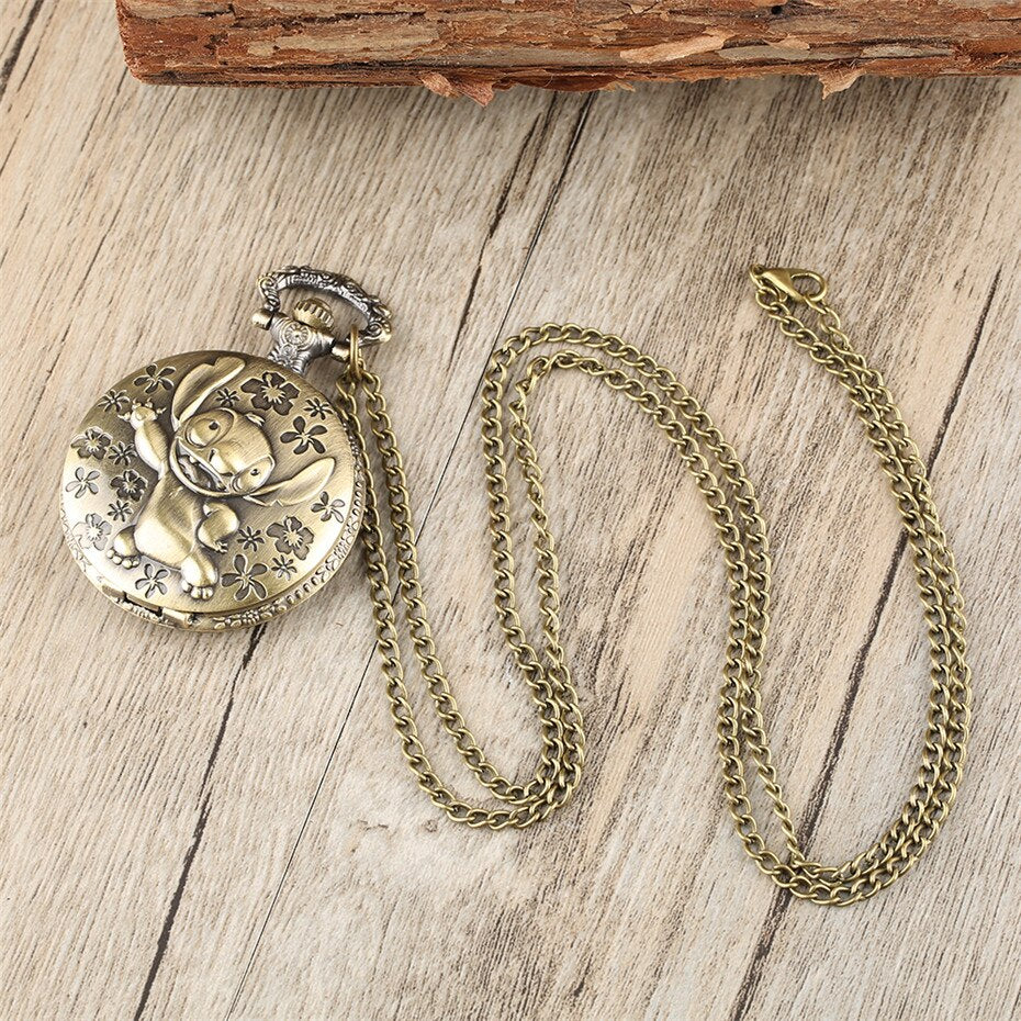 Cute  Pocket Watch for Children Pendant Necklace Chain Quartz Pocket Clock Gifts