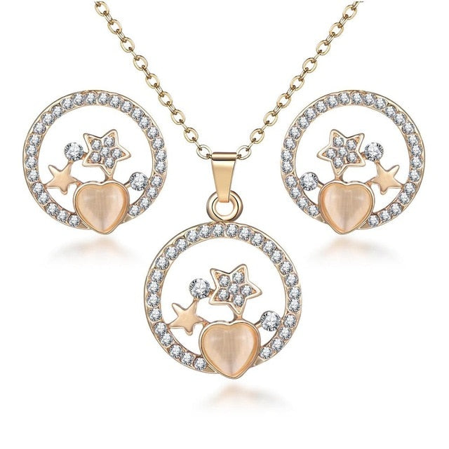 Classic Imitation Pearl necklace Gold Color jewelry set
