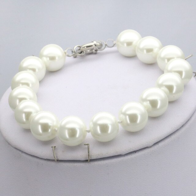 10mm White Round Shell Pearl Beads Necklace Bracelet Earrings Sets
