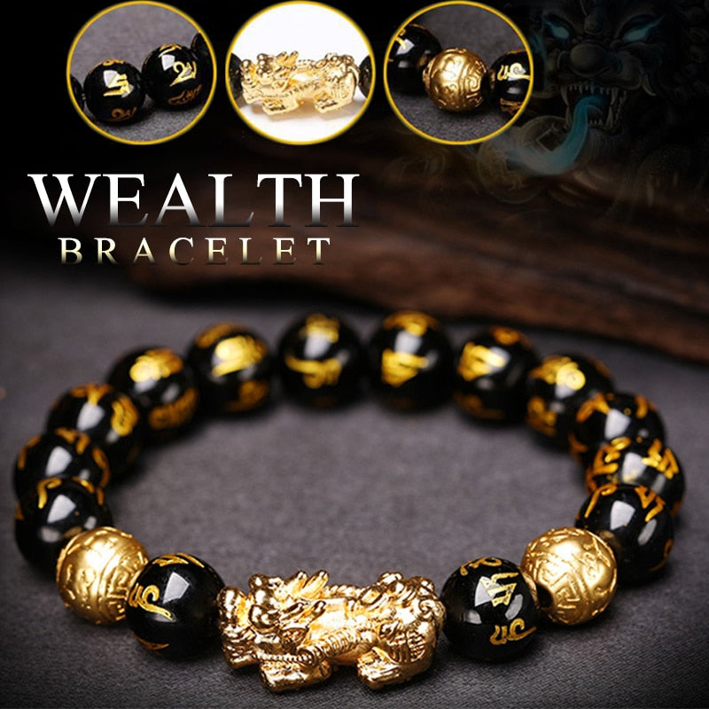 Obsidian Stone Beads Bracelet Pixiu Bracelet