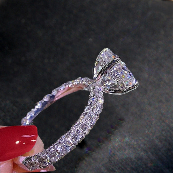 Luxury Propose Engagement Bridal Jewelry Cubic Zirconia Round Stone Rings