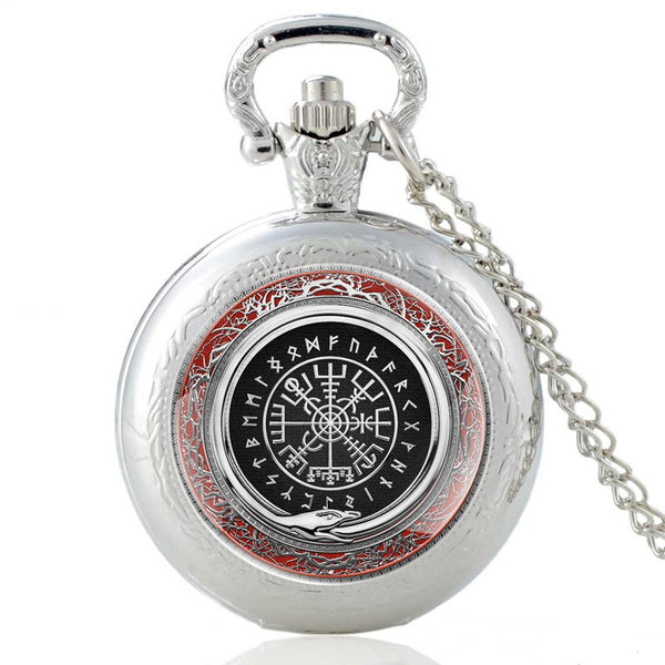Reloj de bolsillo clásico de cuarzo con diseño de símbolo vikingo de Vinateg