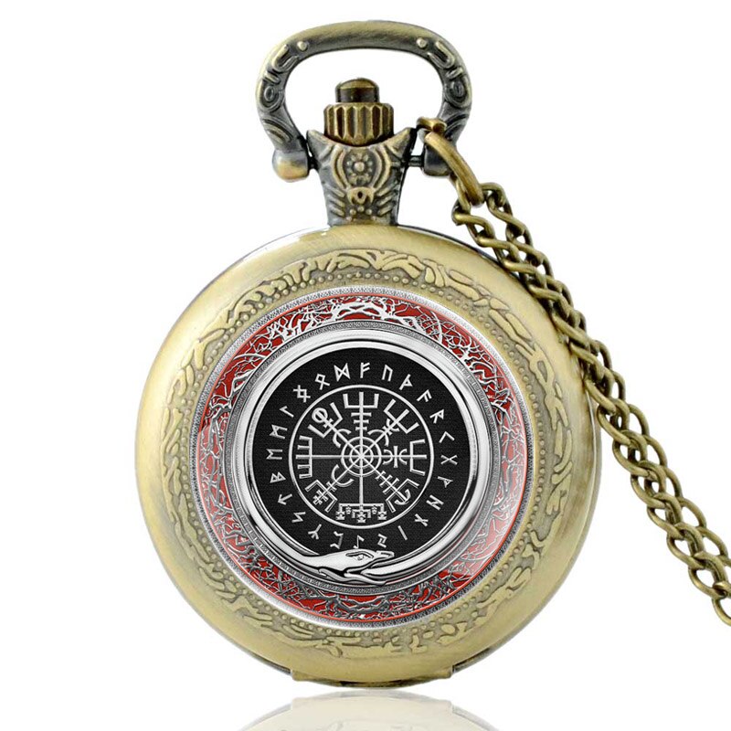 Vinateg Viking Symbol Pattern Classic Quartz Pocket Watch