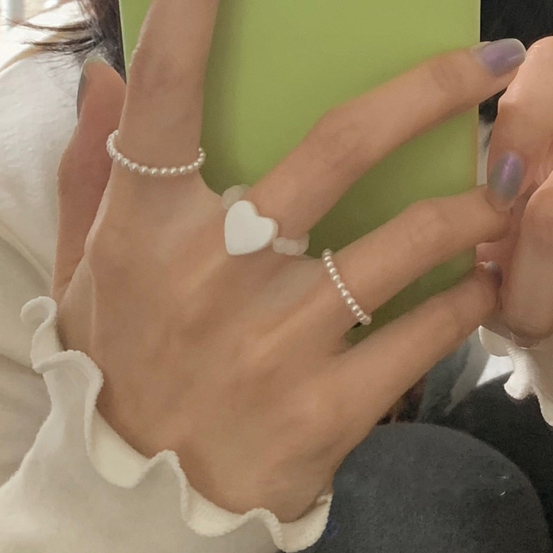 Cute Girls Elegant Heart Shell Mid Finger Knuckle Rings