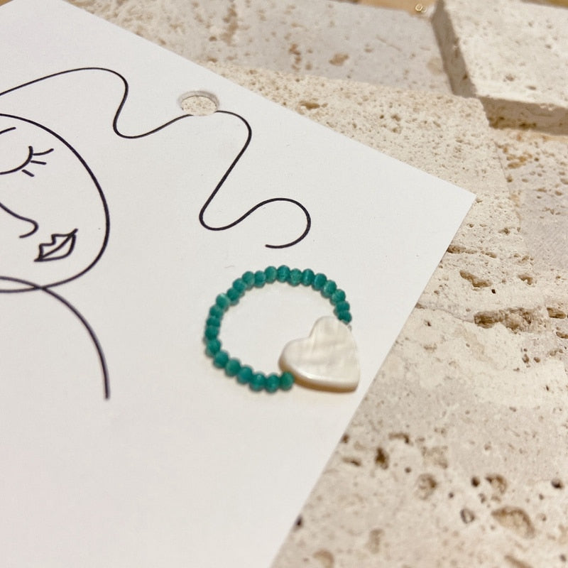 Cute Girls Elegant Heart Shell Mid Finger Knuckle Rings