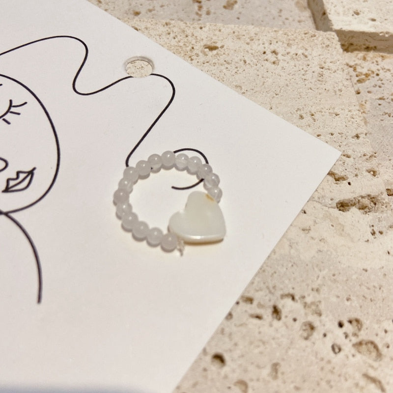 Cute Girls Elegant Heart Shell Mid Finger Knuckle Rings