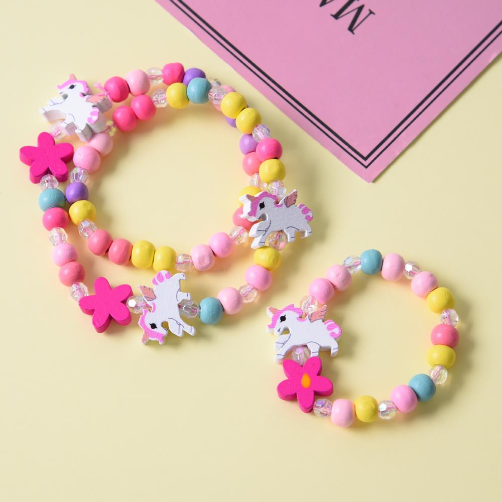 Cute Cartoon Wooden Flower Animal Child Sweater Necklace
