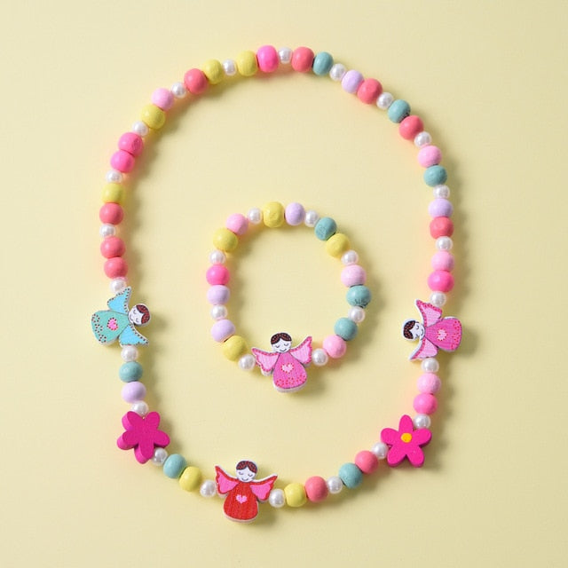 Cute Cartoon Wooden Flower Animal Child Sweater Necklace