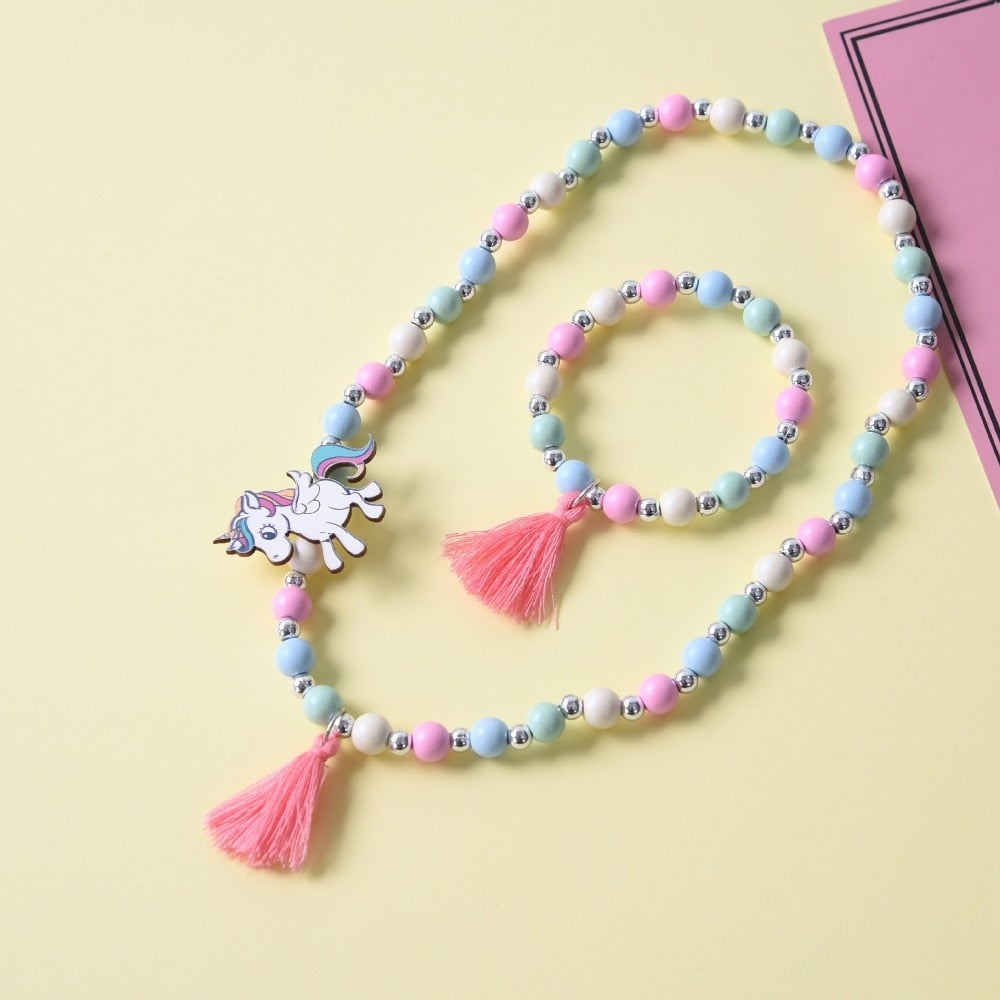 Cute Cartoon Wooden Flower Animal Child Sweater Necklace