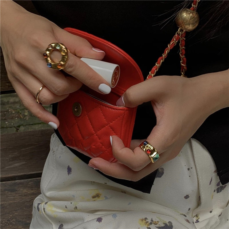 Colorful Vintage  Gold-Plated Crystal Rhinestone Rings