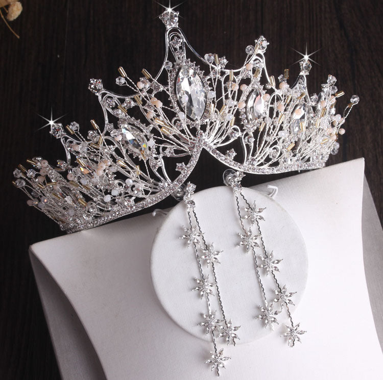Baroque Silver Plated Crystal Leaf Bridal Jewelry Sets