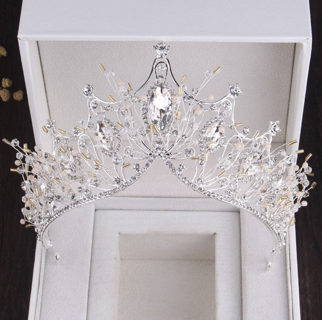 Baroque Silver Plated Crystal Leaf Bridal Jewelry Sets