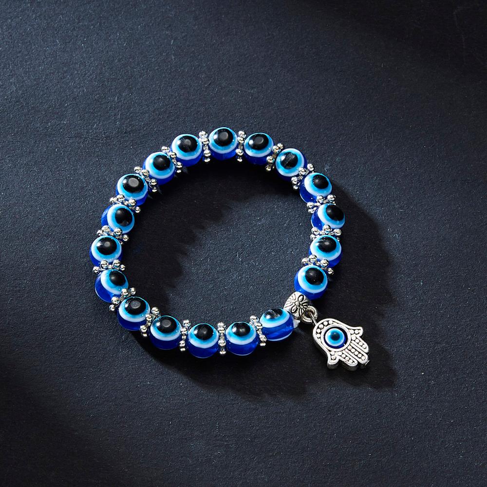 Blue Evil Eye Bead Bracelet