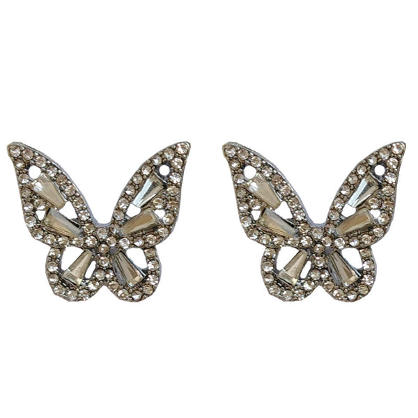 Pendiente sin agujero con mariposa y brillantes diamantes de imitación