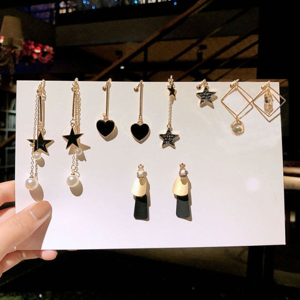 Un juego de 5 pares de pendientes de clip estilo coreano sin perforaciones