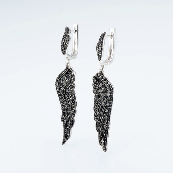 Pendientes de plata para mujer, de plata de ley 925 pura, con espinela negra.
