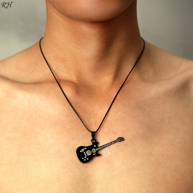 Fashion 316L Stainless Steel Guitar Necklace