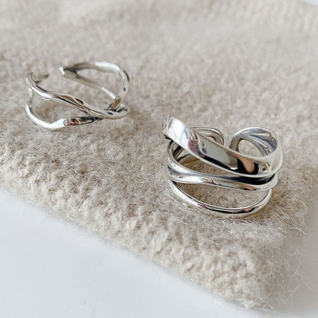 2 layered black Minimalist Thin Circle Gem Rings