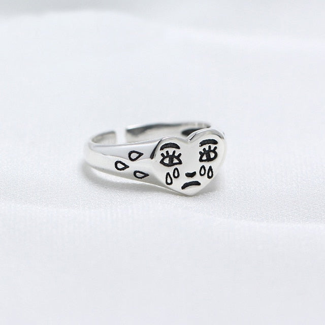 2 layered black Minimalist Thin Circle Gem Rings
