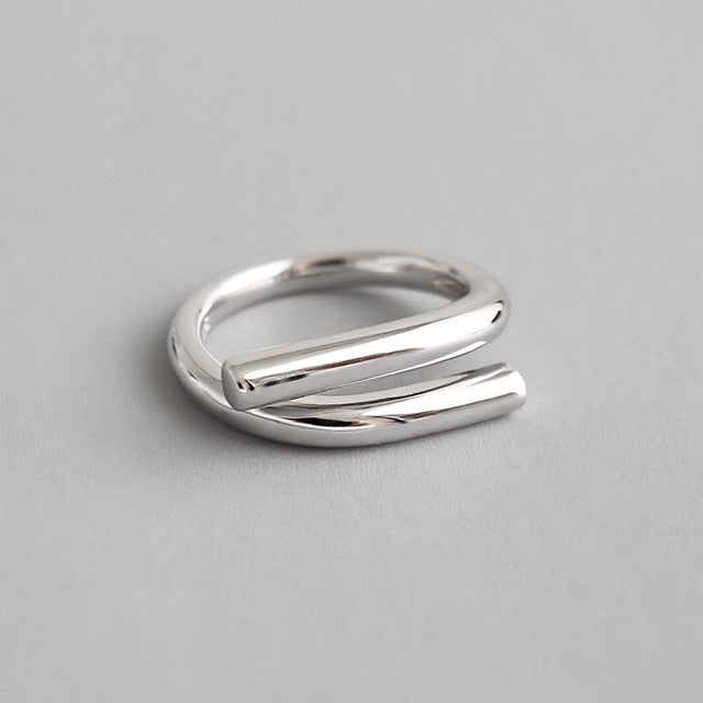 2 layered black Minimalist Thin Circle Gem Rings