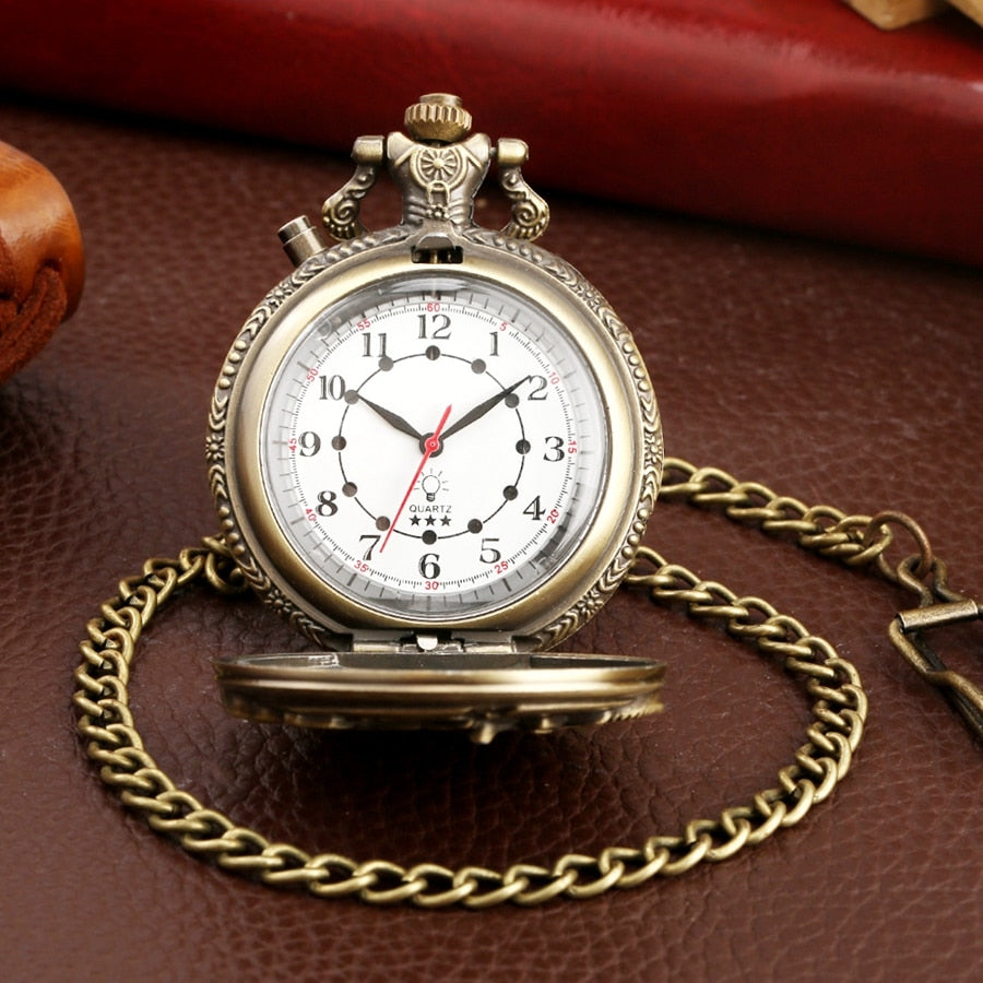 Retro Motorcycle CAR Pattern Quartz Pocket Watch