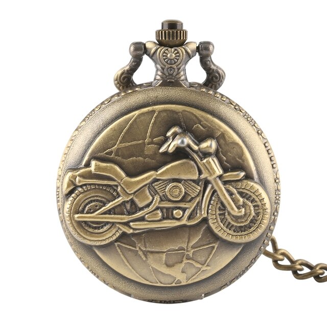 Retro Motorcycle CAR Pattern Quartz Pocket Watch