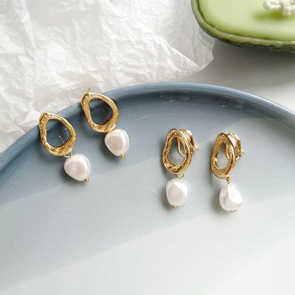 Korea Simple Personality Irregular Geometric Clip Earrings