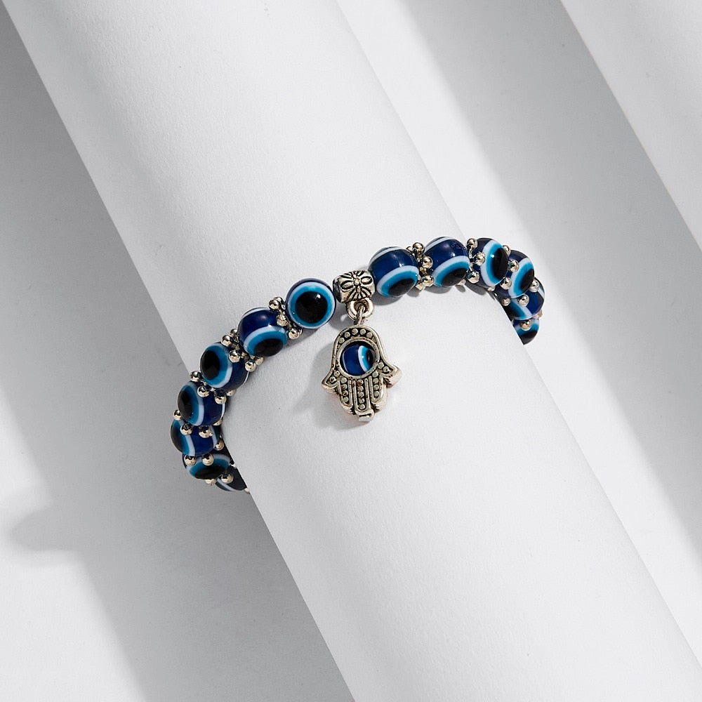 Blue Evil Eye Bead Bracelet